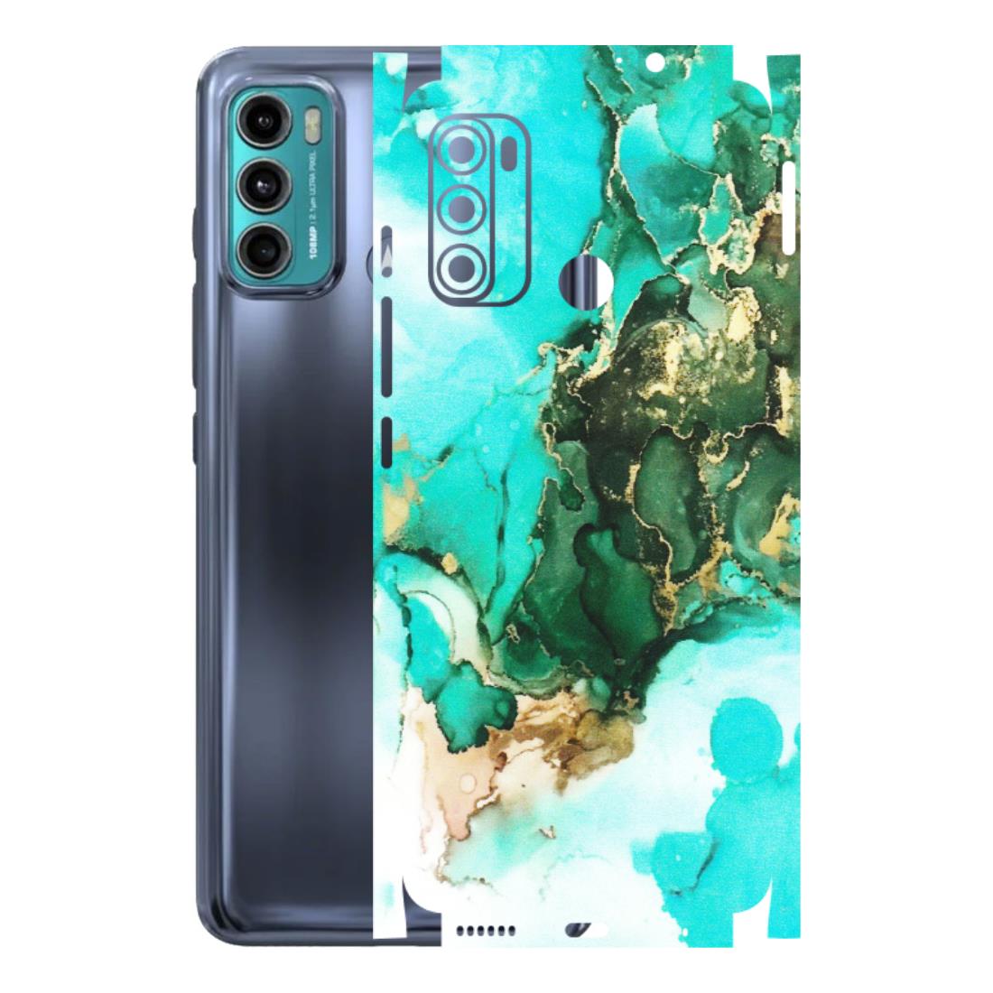 Motorola Phone Skins (All Models) - The Blue Gold Marble - Matte Finish (M-124) Motorola Moto G60