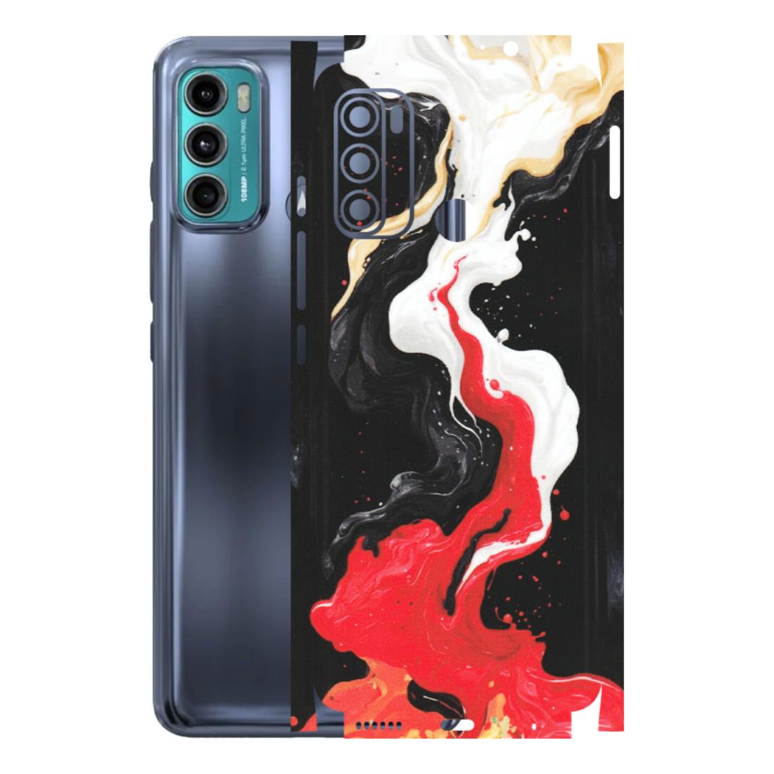 Motorola Phone Skins (All Models) - Black Red White Paint Splash Fusion - Matte Finish (M-56) Motorola Moto G60