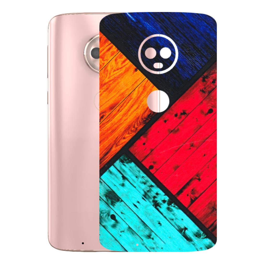 Motorola Phone Skins (All Models) - Colourful Wood Panels Abstract - 3D Embossed Finish (L-09) Motorola Moto G6