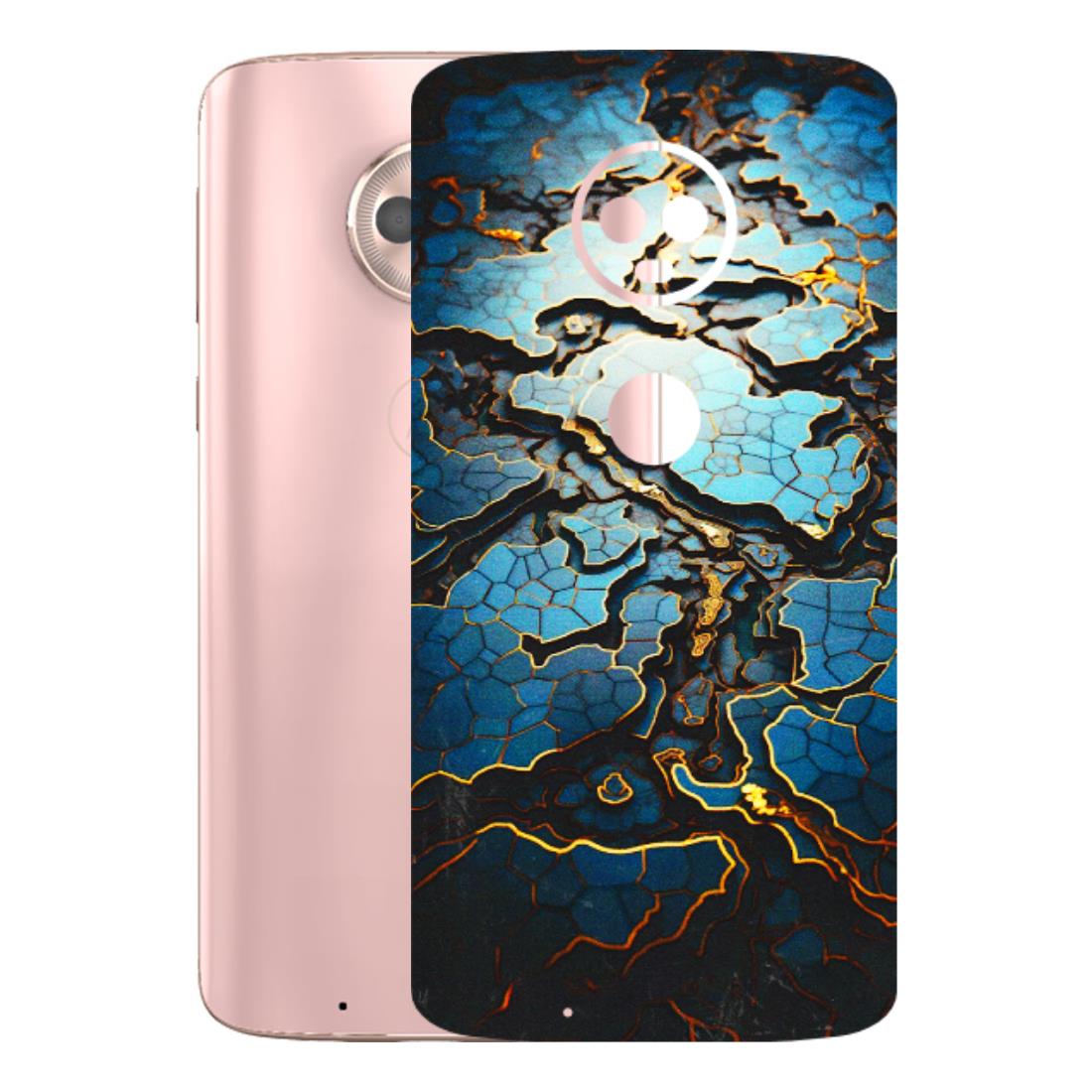 Motorola Phone Skins (All Models) - Blue Gold Abstract - 3D Embossed Finish (L-11) Motorola Moto G6