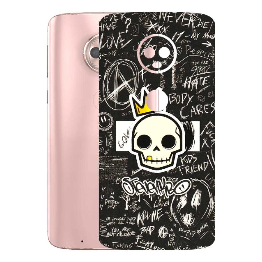 Motorola Phone Skins (All Models) - Funny Skull Black Chalk Grafitti - 3D Embossed Finish (L-22) Motorola Moto G6
