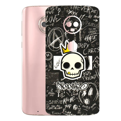 Motorola Phone Skins (All Models) - Funny Skull Black Chalk Grafitti - 3D Embossed Finish (L-22) Motorola Moto G6