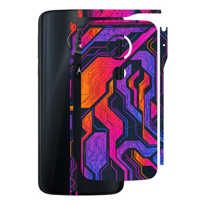 Motorola Phone Skins (All Models) - Tech Circuits Futuristic - 3D Embossed Finish (L-07) Motorola Moto G6 Play
