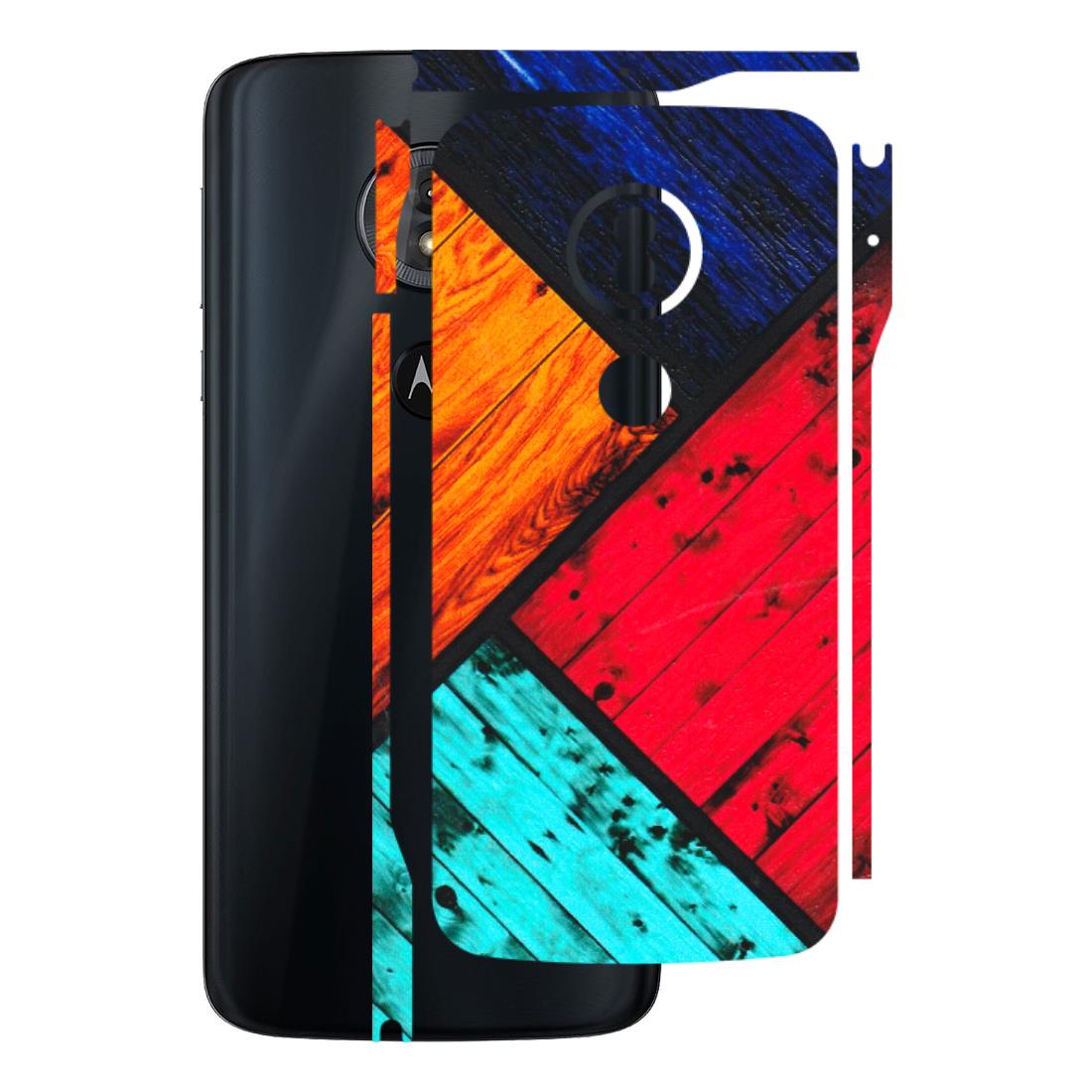 Motorola Phone Skins (All Models) - Colourful Wood Panels Abstract - 3D Embossed Finish (L-09) Motorola Moto G6 Play