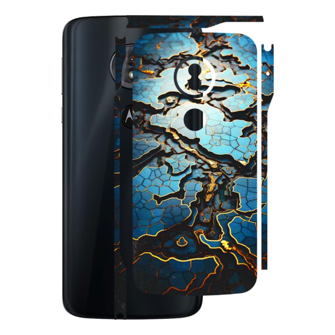 Motorola Phone Skins (All Models) - Blue Gold Abstract - 3D Embossed Finish (L-11) Motorola Moto G6 Play