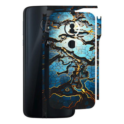 Motorola Phone Skins (All Models) - Blue Gold Abstract - 3D Embossed Finish (L-11) Motorola Moto G6 Play
