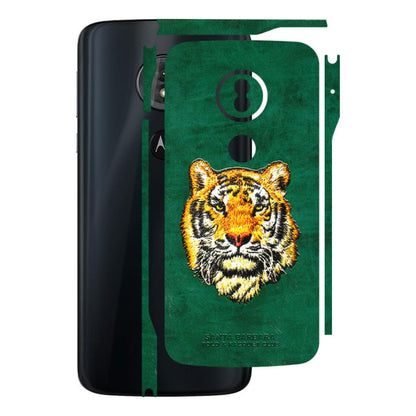 Motorola Phone Skins (All Models) - Leather Feel Tiger - 3D Embossed Finish (L-111) Motorola Moto G6 Play