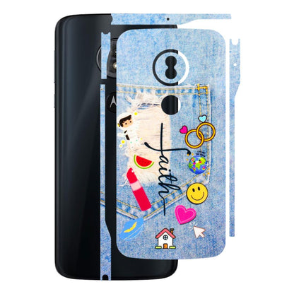 Motorola Phone Skins (All Models) - Denim Jeans Pocket - 3D Embossed Finish (L-134) Motorola Moto G6 Play