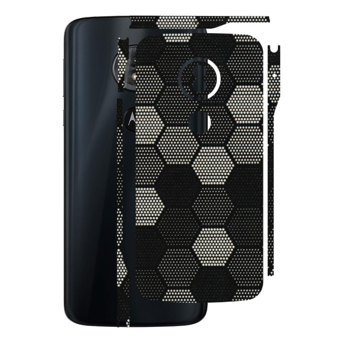 Motorola Phone Skins (All Models) - Black & White Dotted Honeycomb Texture - 3D Embossed Finish (L-202) Motorola Moto G6 Play