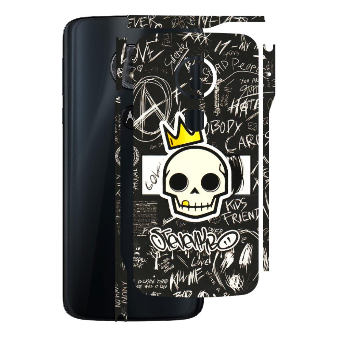 Motorola Phone Skins (All Models) - Funny Skull Black Chalk Grafitti - 3D Embossed Finish (L-22) Motorola Moto G6 Play