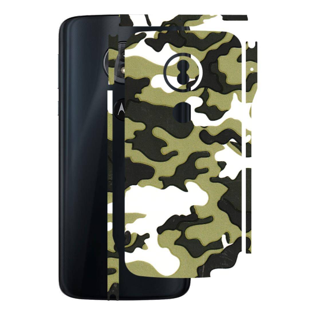 Motorola Phone Skins (All Models) - Camouflages White And Green - 3D Embossed Finish (L-243) Motorola Moto G6 Play