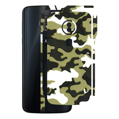 Motorola Phone Skins (All Models) - Camouflages White And Green - 3D Embossed Finish (L-243) Motorola Moto G6 Play