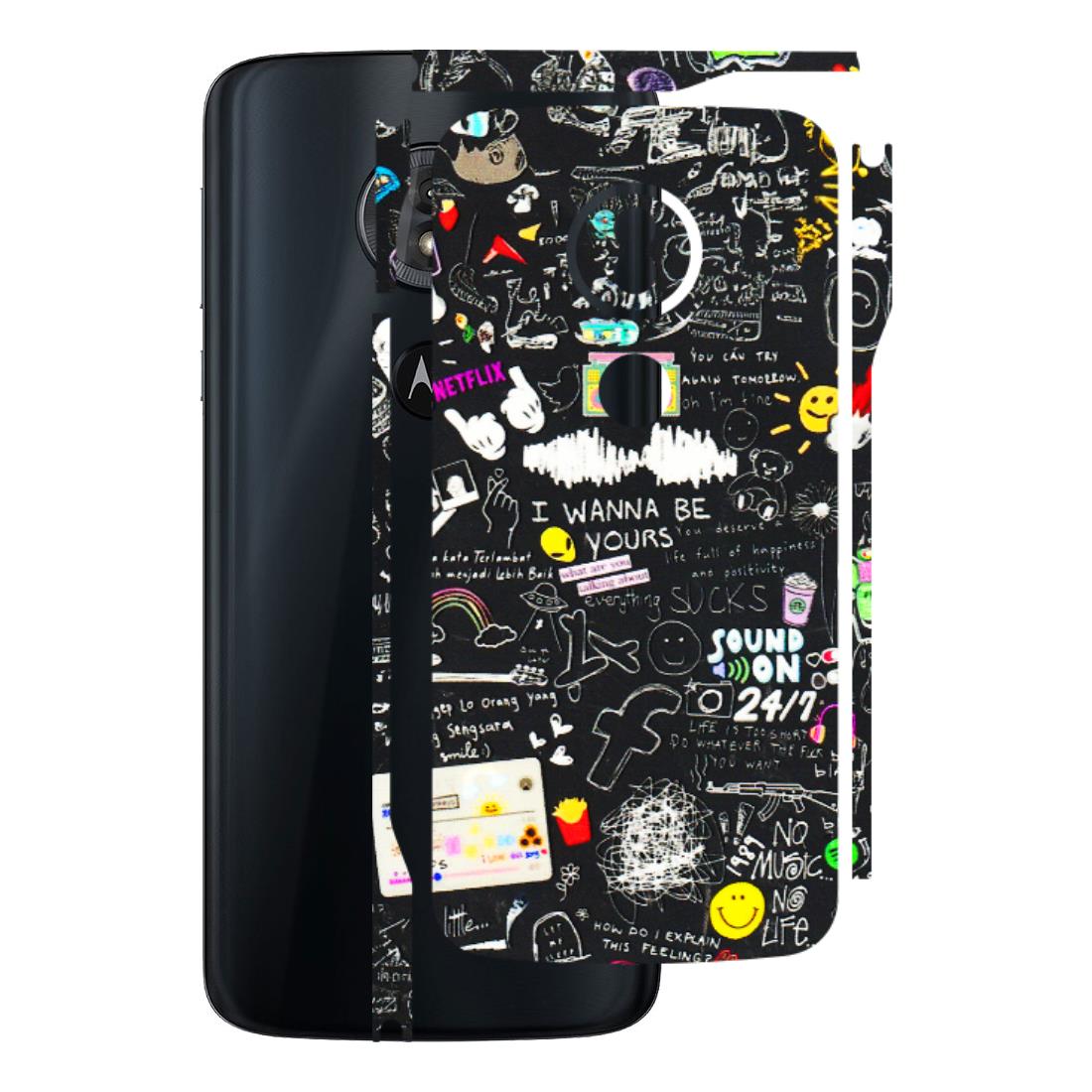 Motorola Phone Skins (All Models) - Black Creatives Doodles - 3D Embossed Finish (L-311) Motorola Moto G6 Play