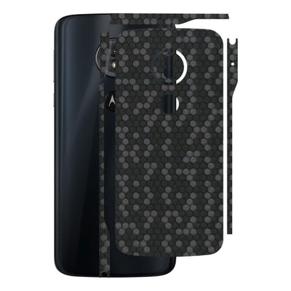 Motorola Phone Skins (All Models) - Black Grey Honeycomb Sober - 3D Embossed Finish (L-85) Motorola Moto G6 Play