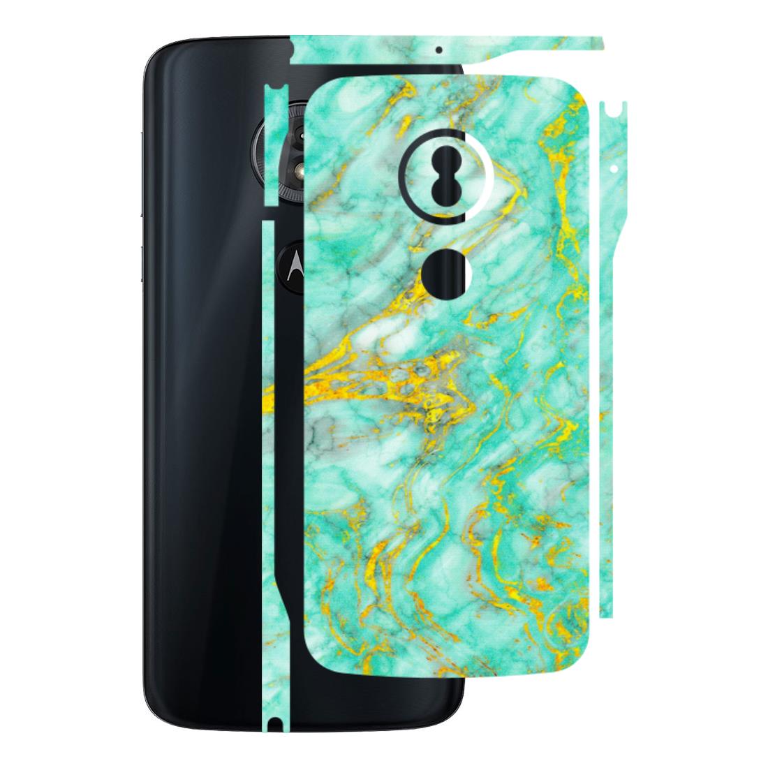 Motorola Phone Skins (All Models) - Green And Gold Marble Feel - Matte Finish (M-16) Motorola Moto G6 Play