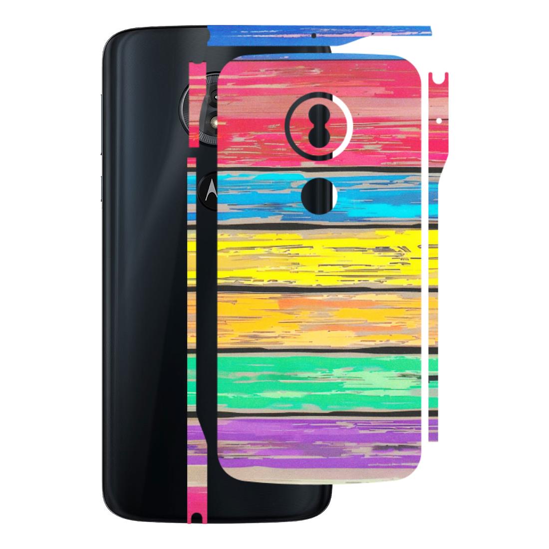 Motorola Phone Skins (All Models) - Multi Colour Wooden Wall - Matte Finish (M-96) Motorola Moto G6 Play