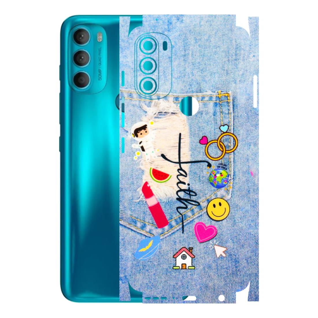 Motorola Phone Skins (All Models) - Denim Jeans Pocket - 3D Embossed Finish (L-134) Motorola Moto G71 (5G)