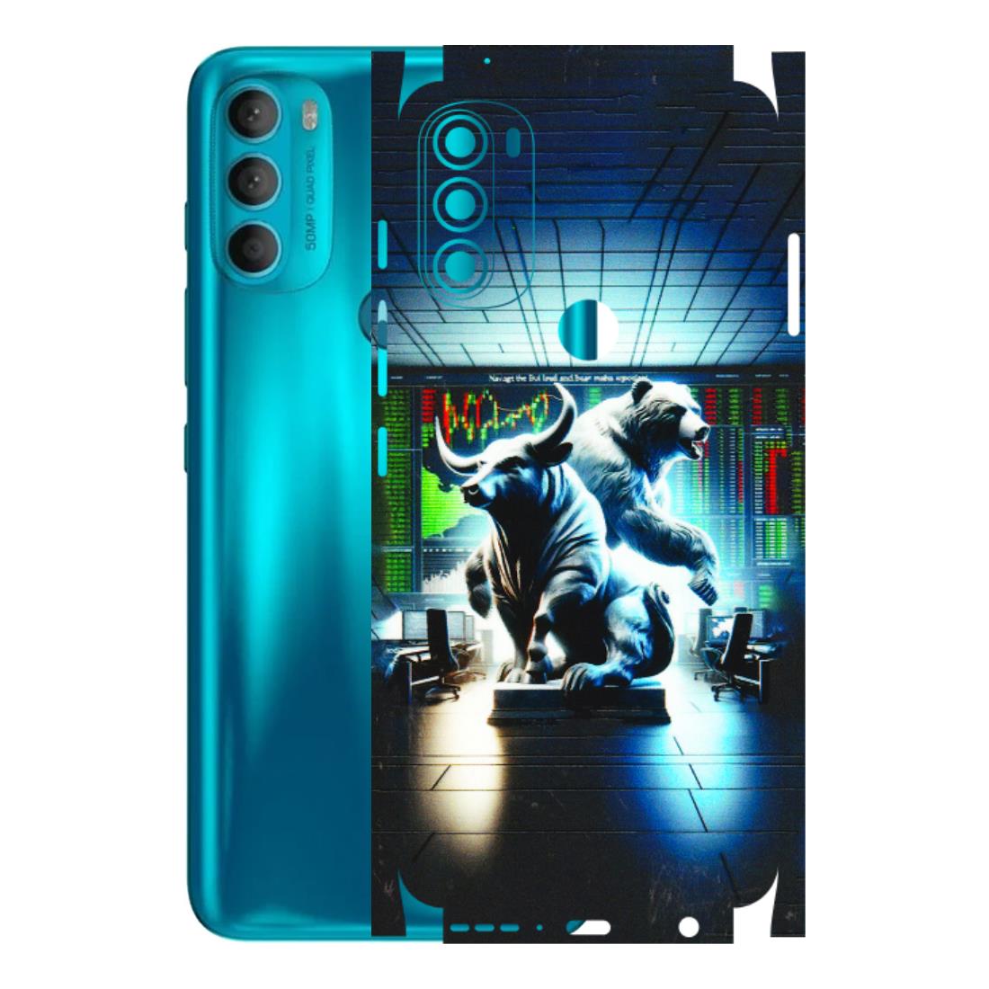 Motorola Phone Skins (All Models) - Stock Market Sensex Bear vs Bulls - 3D Embossed Finish (L-15) Motorola Moto G71 (5G)