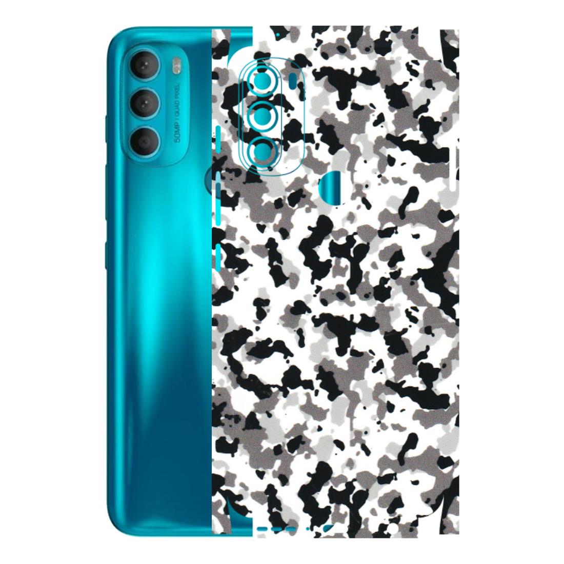 Motorola Phone Skins (All Models) - White Black Camouflage - 3D Embossed Finish (L-18) Motorola Moto G71 (5G)