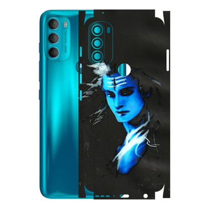 Motorola Phone Skins (All Models) - Har Har Mahadev Blue/Black - 3D Embossed Finish (L-185) Motorola Moto G71 (5G)