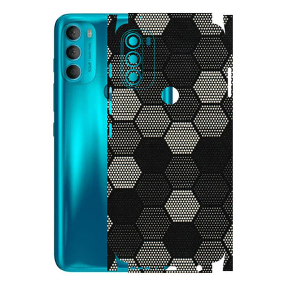 Motorola Phone Skins (All Models) - Black & White Dotted Honeycomb Texture - 3D Embossed Finish (L-202) Motorola Moto G71 (5G)