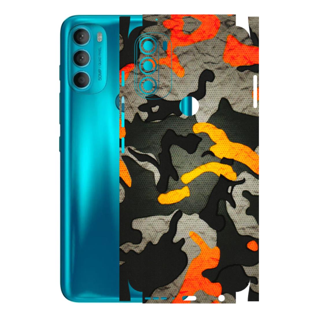 Motorola Phone Skins (All Models) - Orange Camouflage - 3D Embossed Finish (L-204) Motorola Moto G71 (5G)