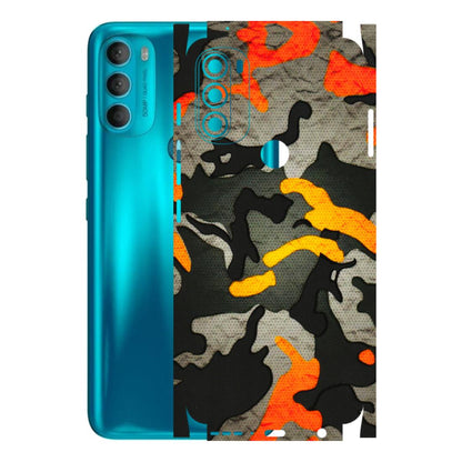 Motorola Phone Skins (All Models) - Orange Camouflage - 3D Embossed Finish (L-204) Motorola Moto G71 (5G)