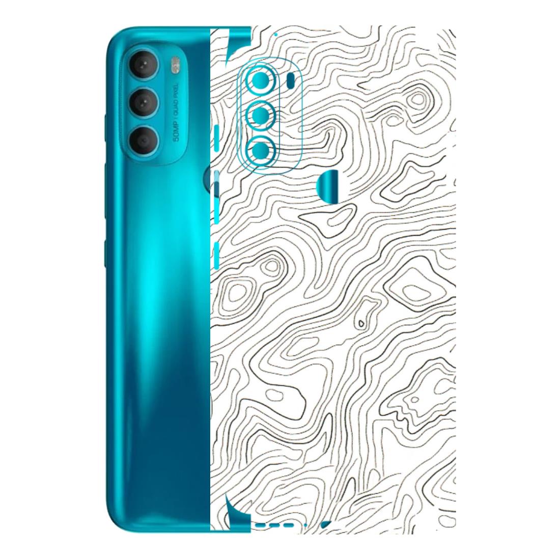 Motorola Phone Skins (All Models) - White Black Swirls - 3D Embossed Finish (L-219) Motorola Moto G71 (5G)