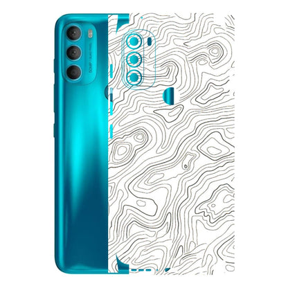 Motorola Phone Skins (All Models) - White Black Swirls - 3D Embossed Finish (L-219) Motorola Moto G71 (5G)