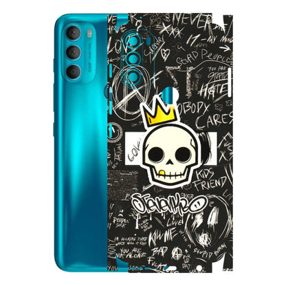 Motorola Phone Skins (All Models) - Funny Skull Black Chalk Grafitti - 3D Embossed Finish (L-22) Motorola Moto G71 (5G)