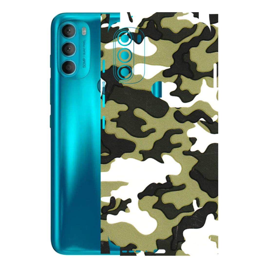 Motorola Phone Skins (All Models) - Camouflages White And Green - 3D Embossed Finish (L-243) Motorola Moto G71 (5G)