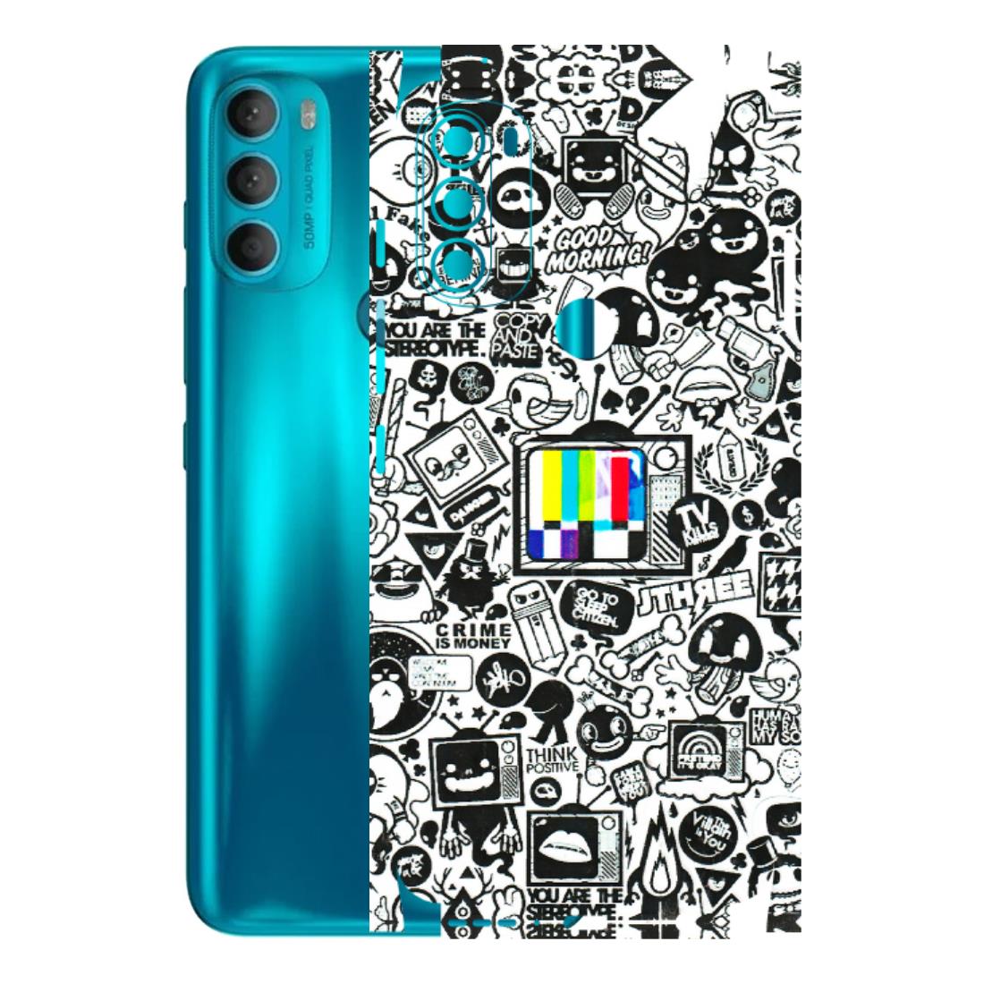 Motorola Phone Skins (All Models) - Doodles Positive Art - 3D Embossed Finish (L-263) Motorola Moto G71 (5G)