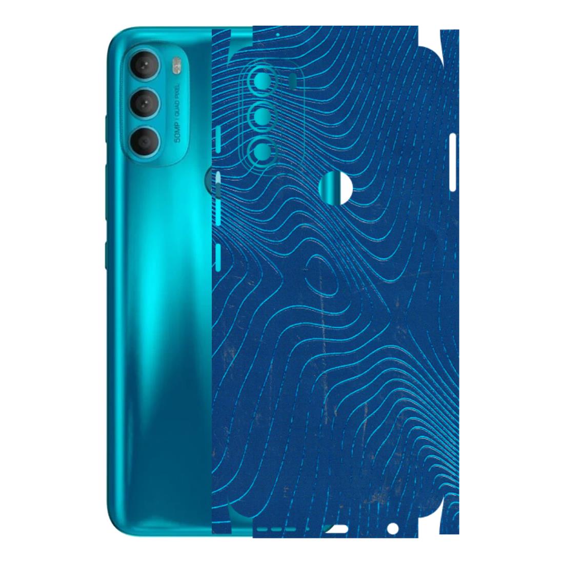 Motorola Phone Skins (All Models) - Abstract Blue Line Map - 3D Embossed Finish (L-272) Motorola Moto G71 (5G)