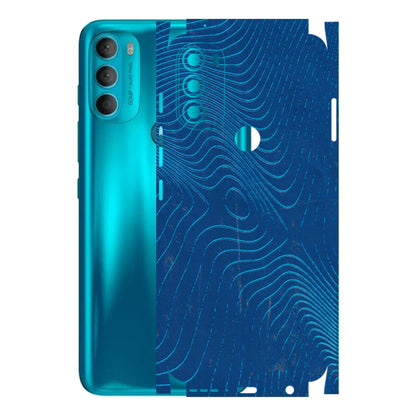 Motorola Phone Skins (All Models) - Abstract Blue Line Map - 3D Embossed Finish (L-272) Motorola Moto G71 (5G)