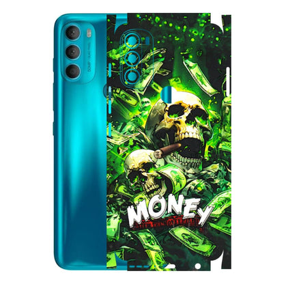 Motorola Phone Skins (All Models) - Skull Money - 3D Embossed Finish (L-303) Motorola Moto G71 (5G)