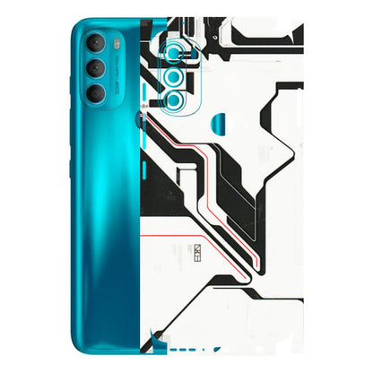 Motorola Phone Skins (All Models) - White Techy Logo - 3D Embossed Finish (L-312) Motorola Moto G71 (5G)