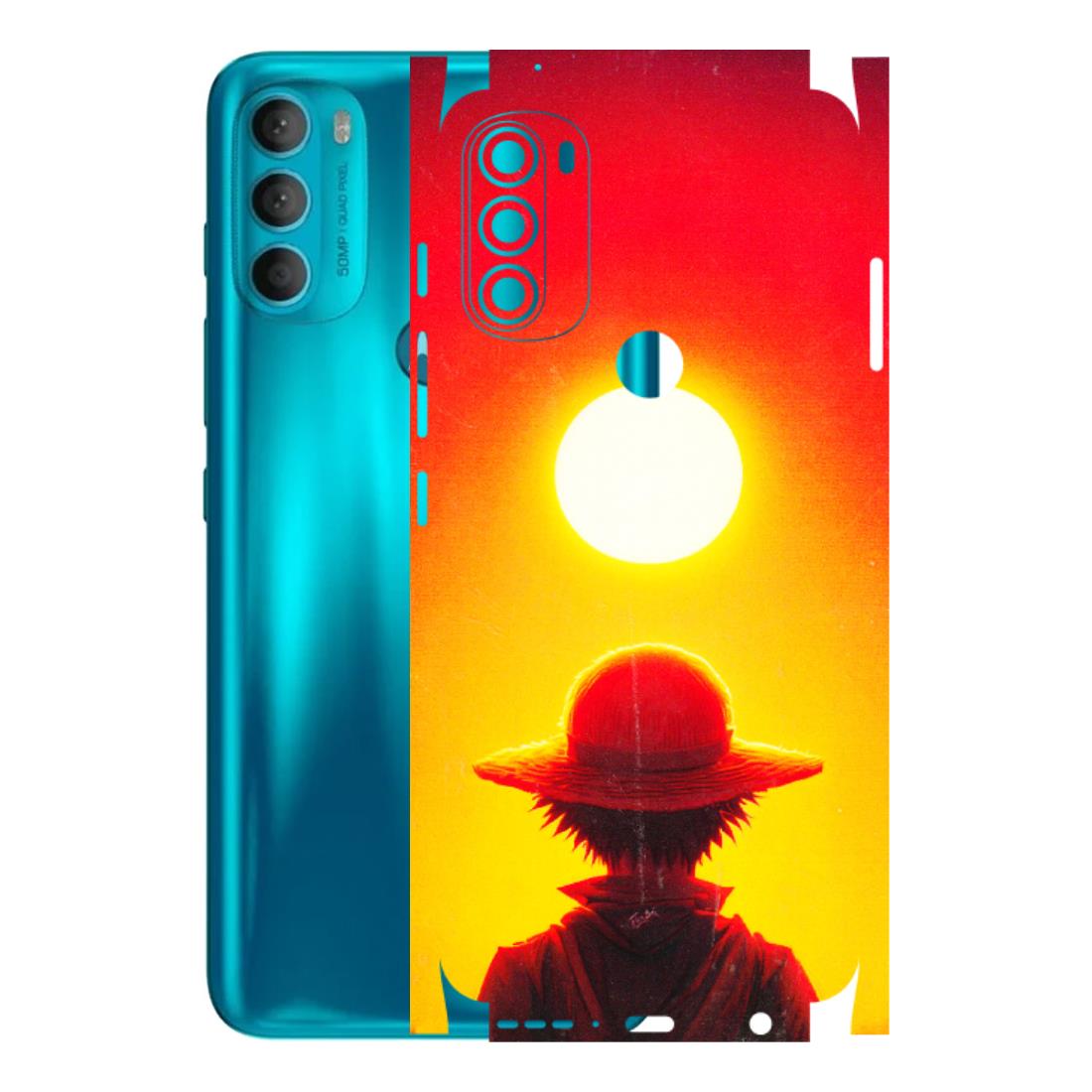 Motorola Phone Skins (All Models) - Cool Sunset With Monkey D.Luffy Anime - 3D Embossed Finish (L-329) Motorola Moto G71 (5G)