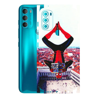 Motorola Phone Skins (All Models) - Spiderman Hanging - 3D Embossed Finish (L-53) Motorola Moto G71 (5G)