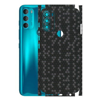 Motorola Phone Skins (All Models) - Black Grey Honeycomb Sober - 3D Embossed Finish (L-85) Motorola Moto G71 (5G)