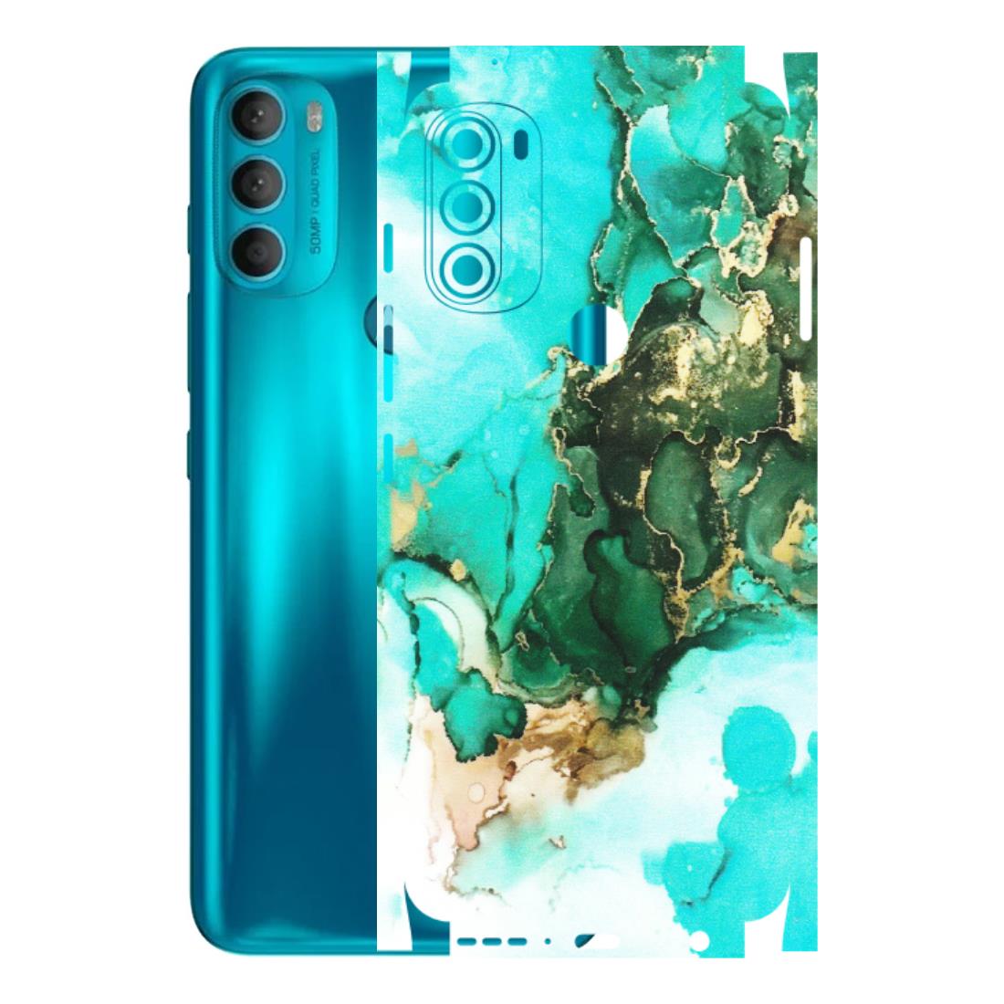 Motorola Phone Skins (All Models) - The Blue Gold Marble - Matte Finish (M-124) Motorola Moto G71 (5G)