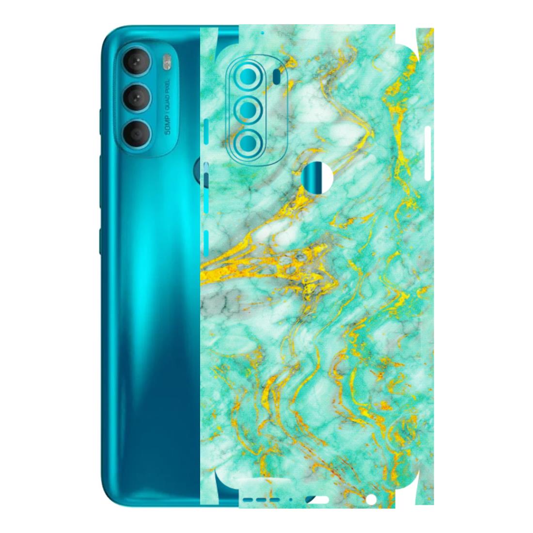 Motorola Phone Skins (All Models) - Green And Gold Marble Feel - Matte Finish (M-16) Motorola Moto G71 (5G)