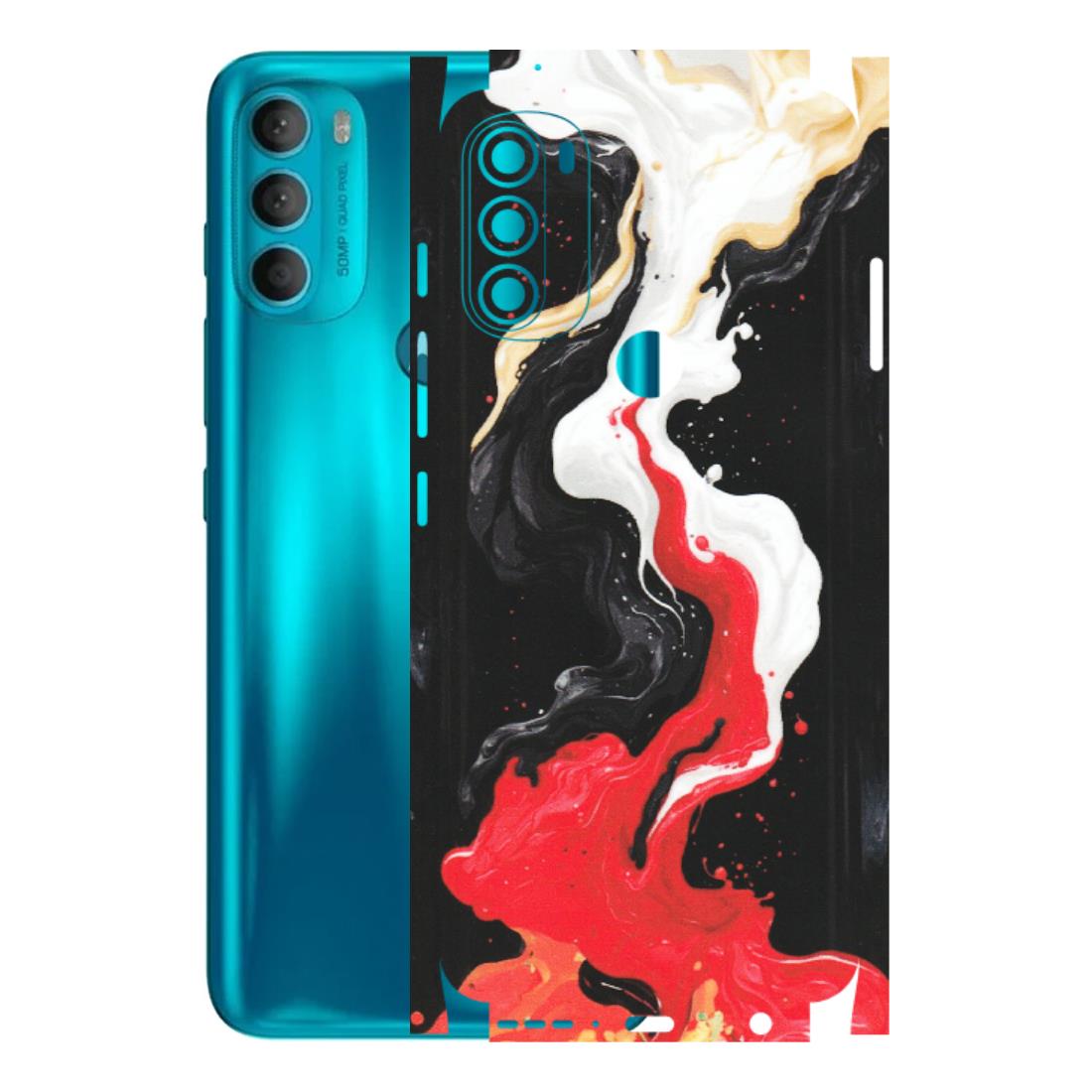 Motorola Phone Skins (All Models) - Black Red White Paint Splash Fusion - Matte Finish (M-56) Motorola Moto G71 (5G)