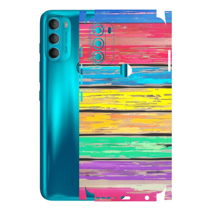 Motorola Phone Skins (All Models) - Multi Colour Wooden Wall - Matte Finish (M-96) Motorola Moto G71 (5G)
