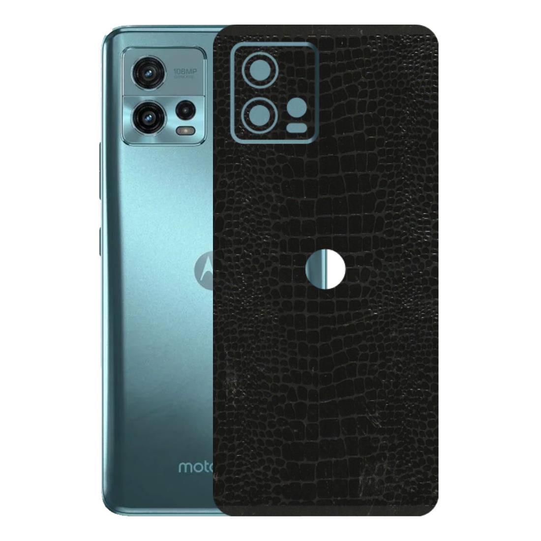 Motorola Phone Skins (All Models) - Snake Leather Black - 3D Embossed Finish (L-107) Motorola Moto G72 (5G)