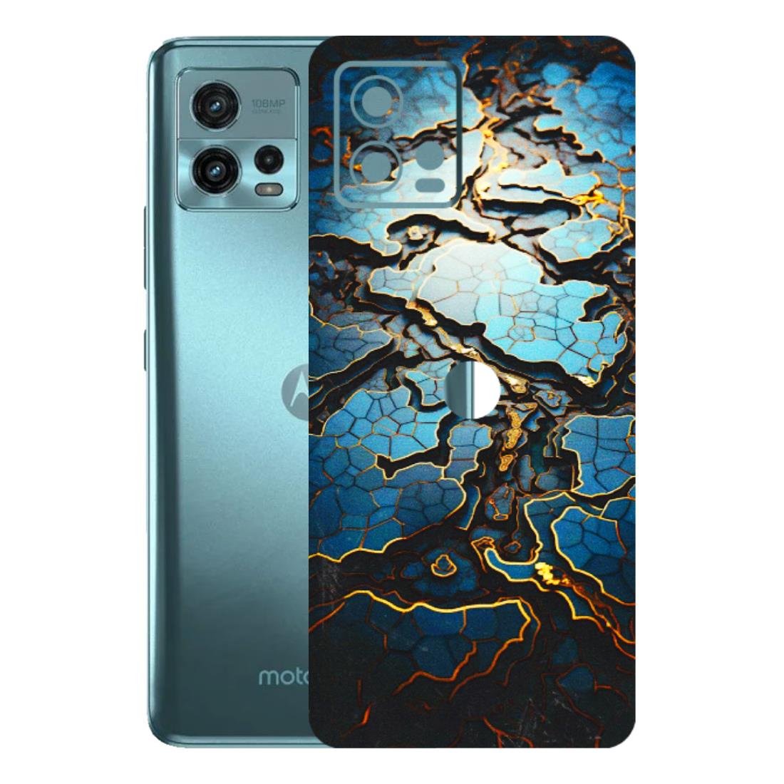 Motorola Phone Skins (All Models) - Blue Gold Abstract - 3D Embossed Finish (L-11) Motorola Moto G72 (5G)
