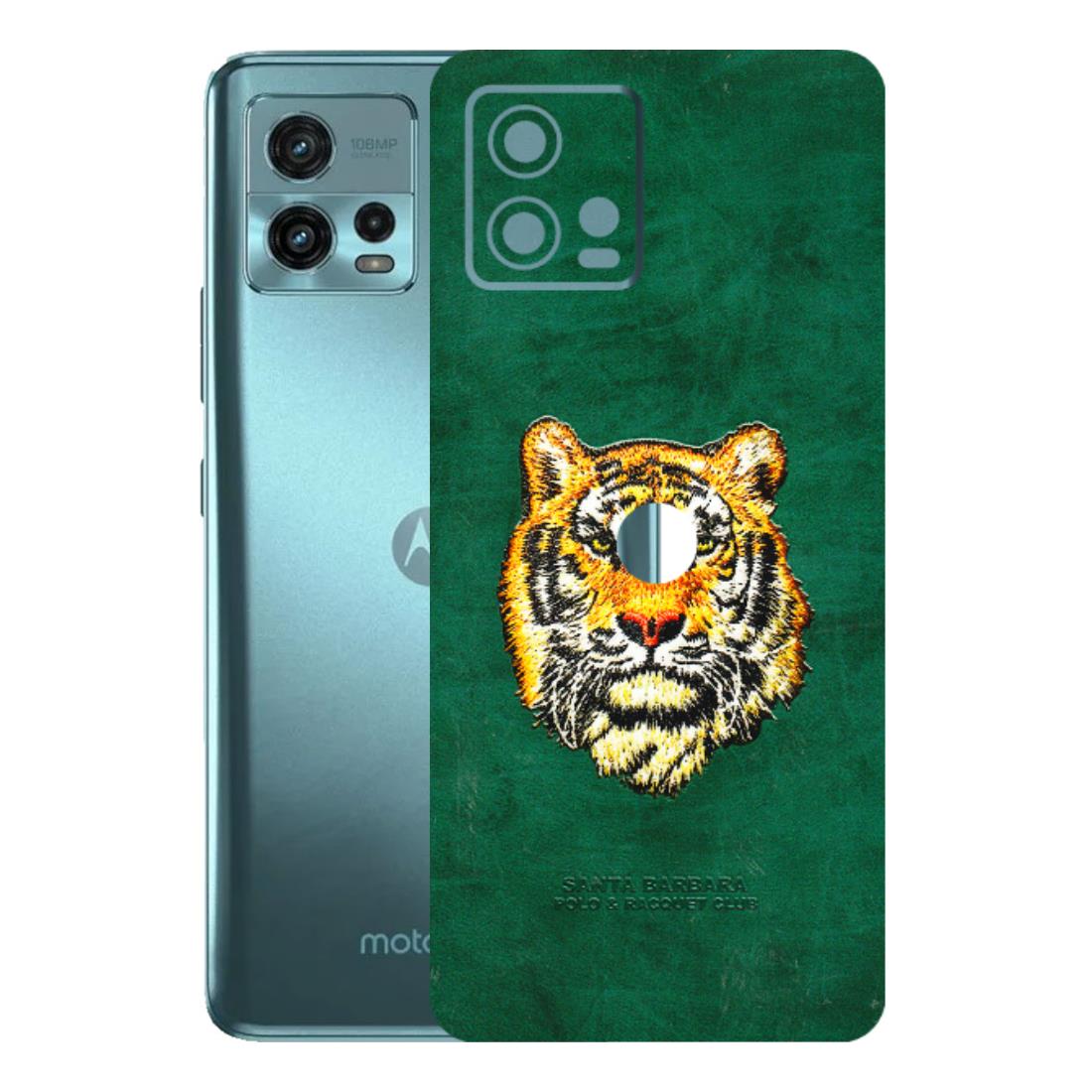 Motorola Phone Skins (All Models) - Leather Feel Tiger - 3D Embossed Finish (L-111) Motorola Moto G72 (5G)