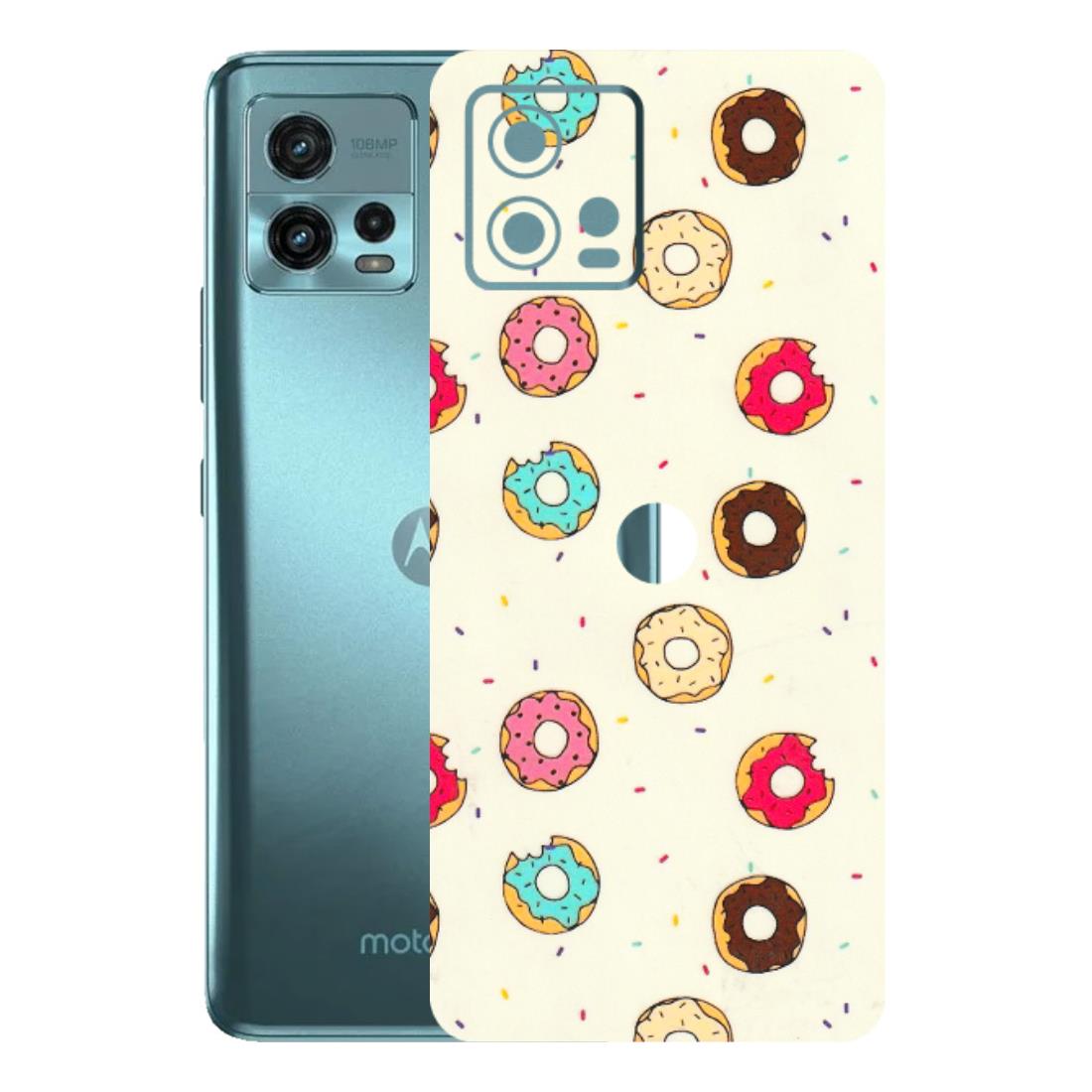Motorola Phone Skins (All Models) - Mini Donuts Doodle Art - 3D Embossed Finish (L-122) Motorola Moto G72 (5G)