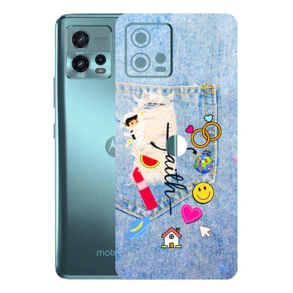 Motorola Phone Skins (All Models) - Denim Jeans Pocket - 3D Embossed Finish (L-134) Motorola Moto G72 (5G)