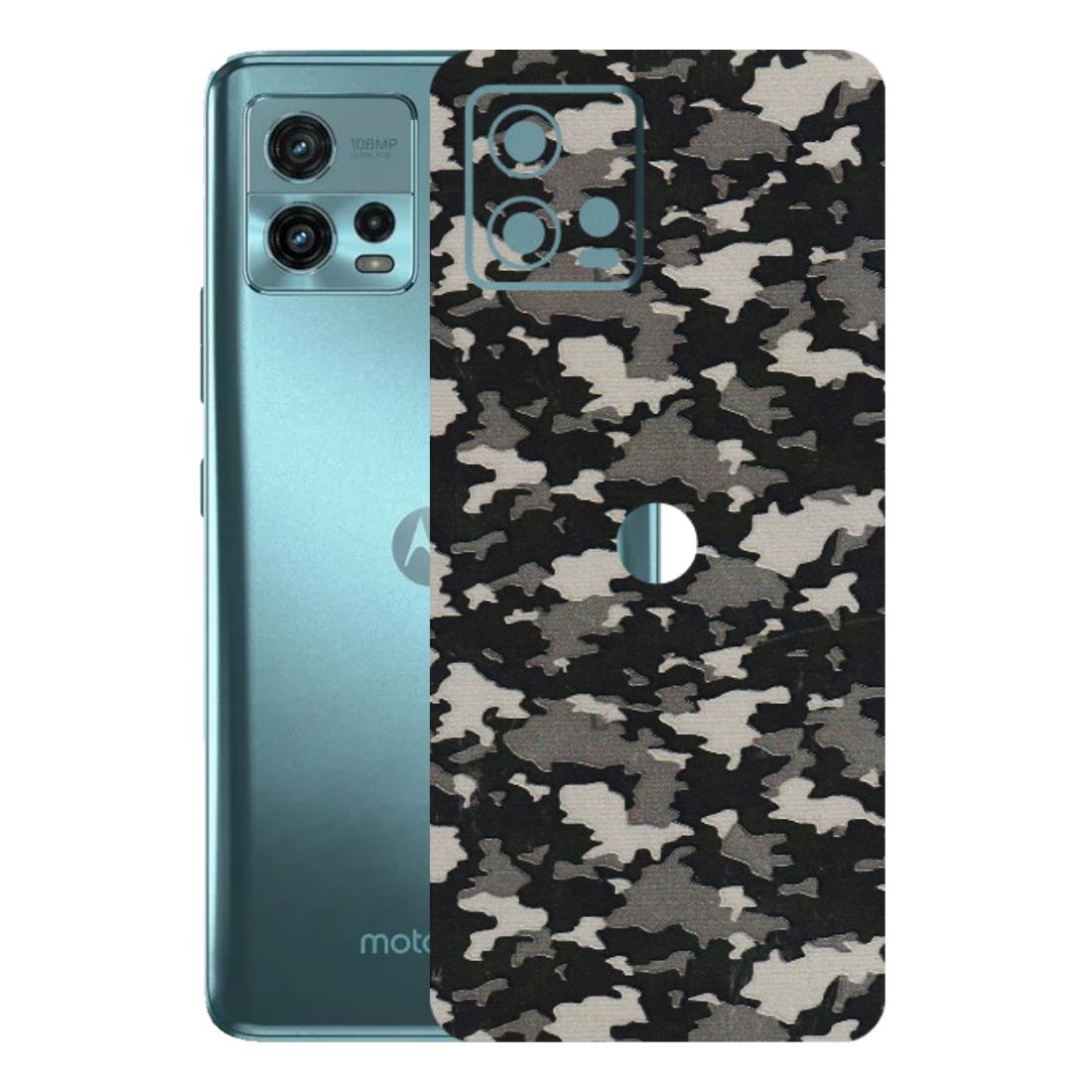 Motorola Phone Skins (All Models) - Black/Grey Camoflaunge - 3D Embossed Finish (L-142) Motorola Moto G72 (5G)