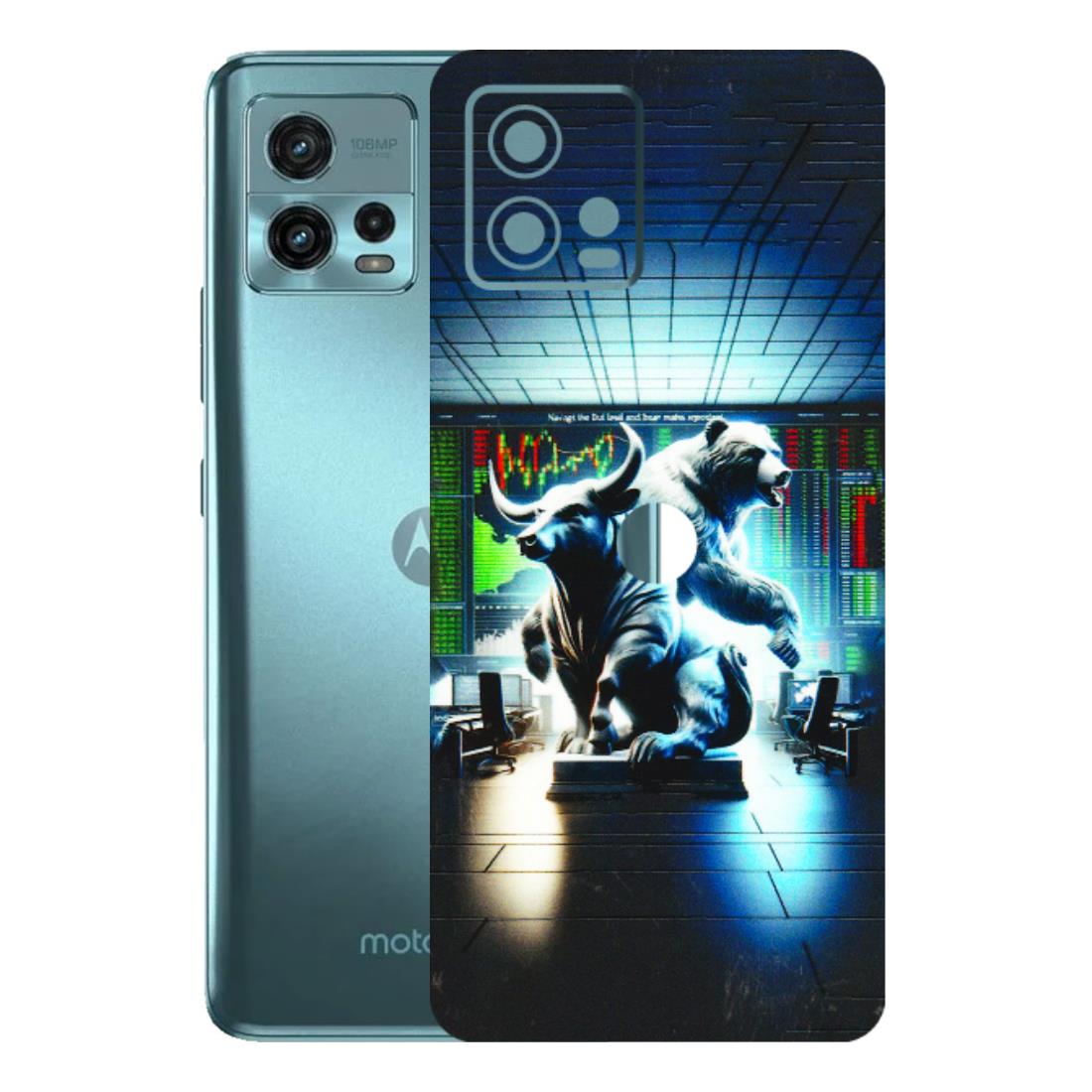 Motorola Phone Skins (All Models) - Stock Market Sensex Bear vs Bulls - 3D Embossed Finish (L-15) Motorola Moto G72 (5G)